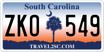 SC license plate ZKO549