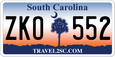 SC license plate ZKO552
