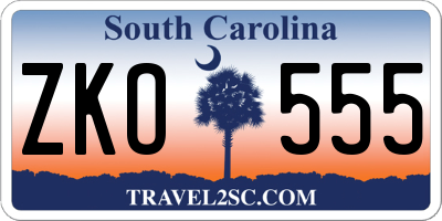 SC license plate ZKO555