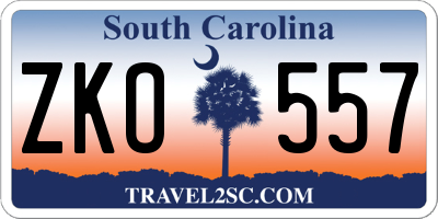 SC license plate ZKO557