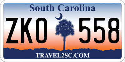 SC license plate ZKO558