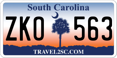 SC license plate ZKO563