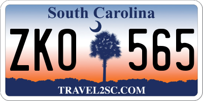 SC license plate ZKO565