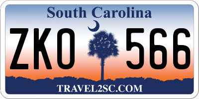 SC license plate ZKO566
