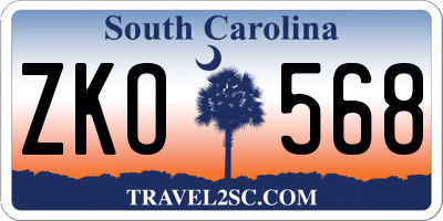 SC license plate ZKO568
