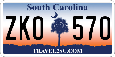 SC license plate ZKO570