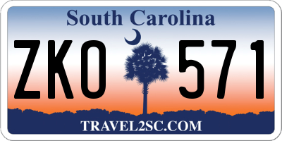 SC license plate ZKO571