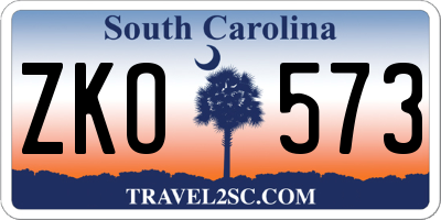 SC license plate ZKO573