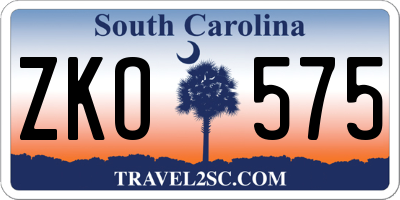 SC license plate ZKO575