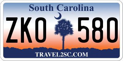 SC license plate ZKO580