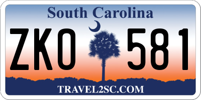 SC license plate ZKO581