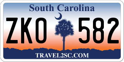 SC license plate ZKO582
