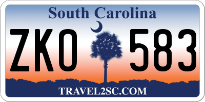 SC license plate ZKO583