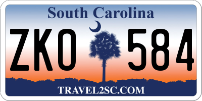 SC license plate ZKO584