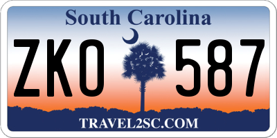 SC license plate ZKO587