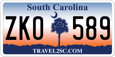 SC license plate ZKO589