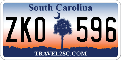 SC license plate ZKO596