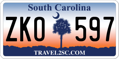 SC license plate ZKO597