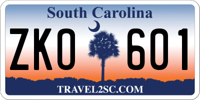 SC license plate ZKO601