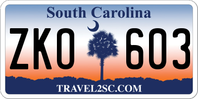 SC license plate ZKO603