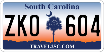 SC license plate ZKO604