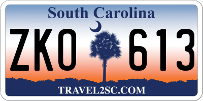SC license plate ZKO613