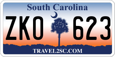 SC license plate ZKO623