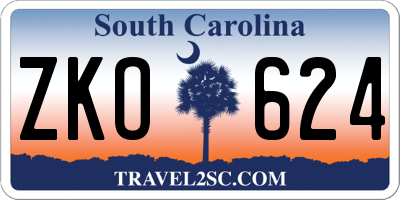 SC license plate ZKO624