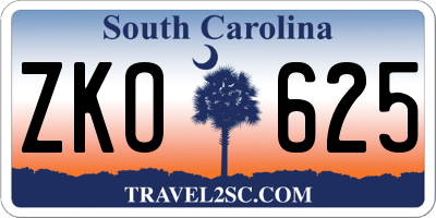 SC license plate ZKO625