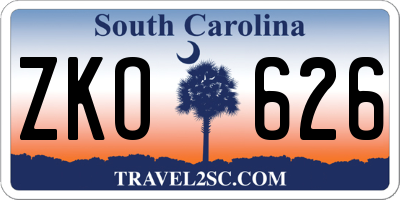 SC license plate ZKO626