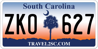 SC license plate ZKO627