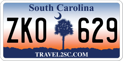 SC license plate ZKO629