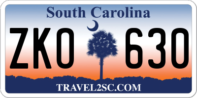 SC license plate ZKO630