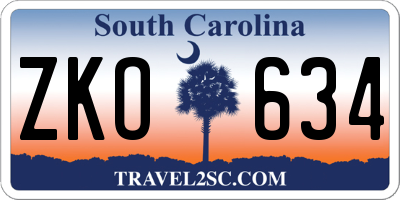 SC license plate ZKO634