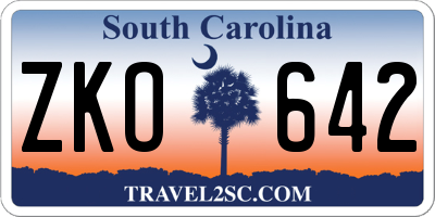 SC license plate ZKO642