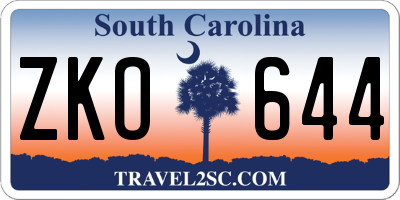 SC license plate ZKO644
