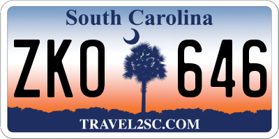 SC license plate ZKO646
