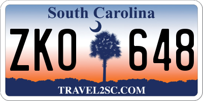 SC license plate ZKO648
