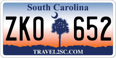 SC license plate ZKO652
