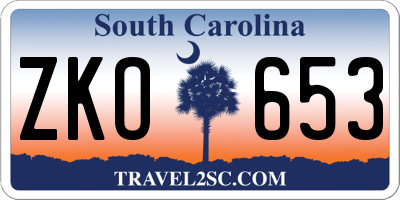 SC license plate ZKO653