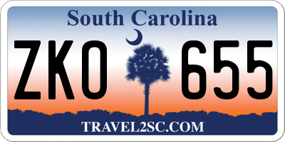 SC license plate ZKO655