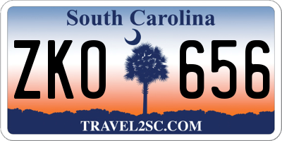 SC license plate ZKO656