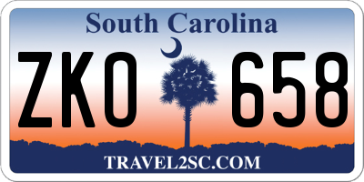 SC license plate ZKO658