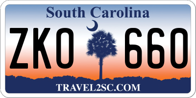 SC license plate ZKO660