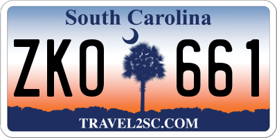 SC license plate ZKO661