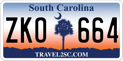 SC license plate ZKO664