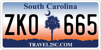 SC license plate ZKO665