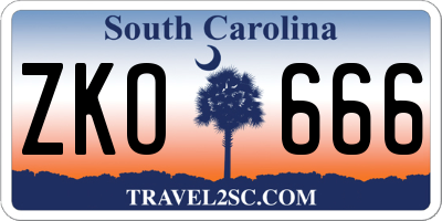 SC license plate ZKO666