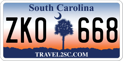 SC license plate ZKO668