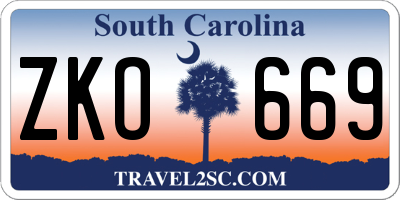 SC license plate ZKO669